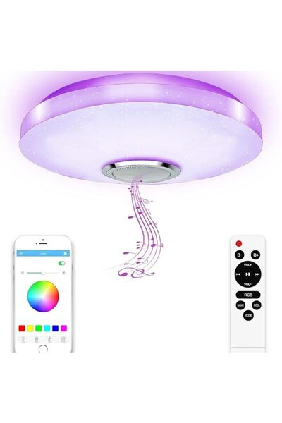 EXCEFORE LED Ceiling Light with Bluetooth Speaker, 36W RGB Color Changing Dim...