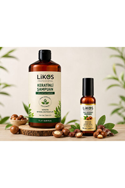 LİKOS 1000 ml Keratinli Tuzsuz Şampuan + 100 ml Saç Serumu