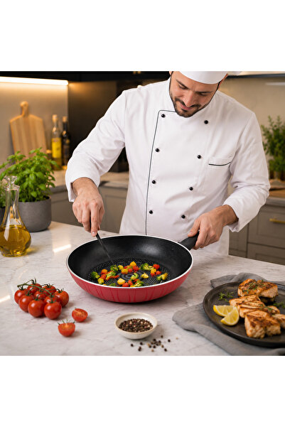 Mastercook 24cm Master Cook Non-Stick Frying Pan - Practical Pan with Black I...