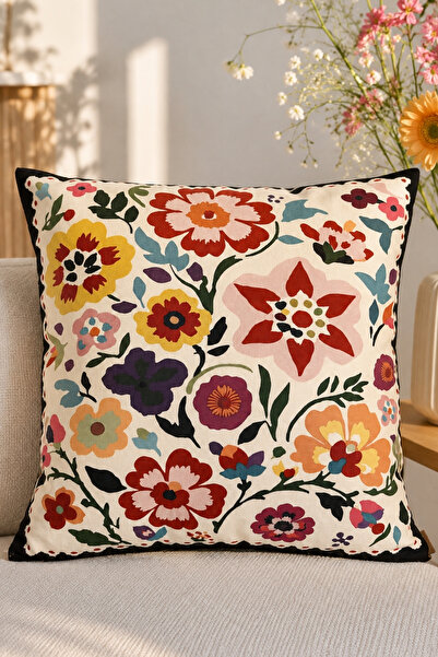 Decomia Home Çift Taraflı Çiçek Desenli Kırlent Kılıfı (43x43 cm)