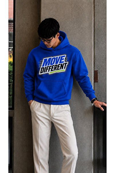 caddekombin Men's Move Different Graffiti Printed Hooded Kangaroo Pocket Regu...