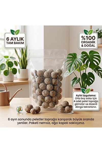 Genel Markalar Organik Pelet Çiçek Gübresi (24 Adet) - 6 Aylık Toprak Yeniley...