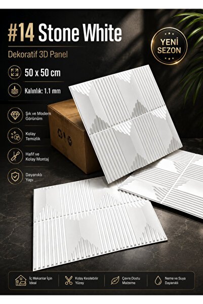 CraftWallDecor STONE 3D DUVAR PANELİ BOYANABİLİR ( ÖLÇÜ : 50*50 cm / 4 adet: ...