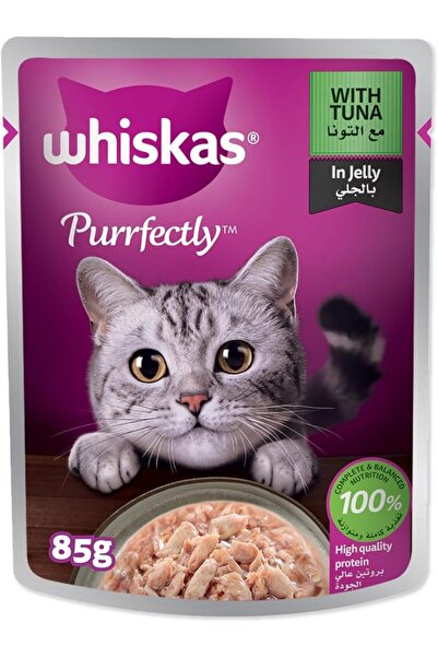 Whiskas طعام القطط بيرفكتلي تونا في جيلي 85 جرام، طعام رطب، للقطط البالغة فوق...