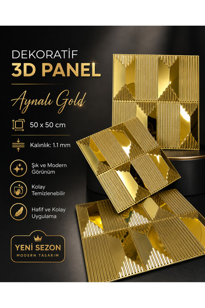 CraftWallDecor STONE AYNALI 3D DUVAR PANELİ BOYANABİLİR ( ÖLÇÜ : 50*50 cm / 4...
