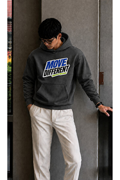 caddekombin Men's Move Different Graffiti Printed Hooded Kangaroo Pocket Regu...