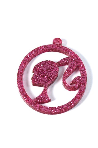 NO BRAND Barbie με διάτρητο κεφάλι glitter plexiglass στρογγυλό κρεμαστό 45x4...