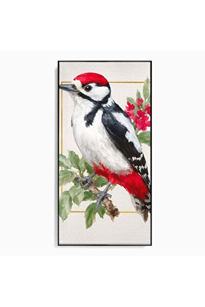 Luxcanva Tablou Canvas Ciocanitoare Pe Ramura 50x100 cm cu Rama Negru Ciocani...