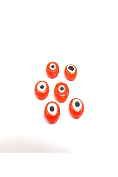 NO BRAND Γυάλινο ματάκι πλακέ 8mm/49 τμχ - Κόκκινο