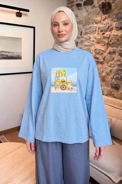 Salih Çelebi Baskılı Tunik 13227 - BEBE MAVİSİ