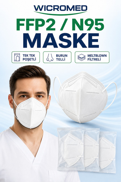wicromed FFP2 N95 Maske Meltblown Telli Tek Tek Poşetli
