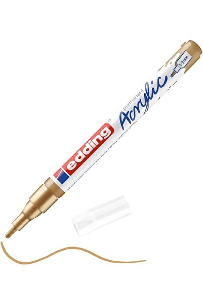 Edding قلم أكريليك 5300 ذهبي اللون - مقاوم للماء - برأس دائري دقيق 1-2 مم -