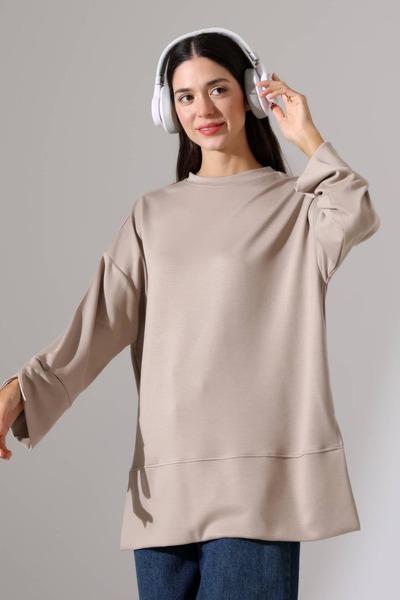 Sabr Women's Modal Oversize Long Tunic with Slit Detail