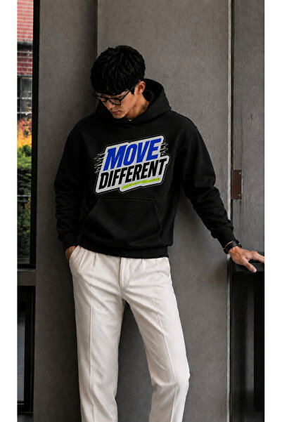 caddekombin سويت شيرت رجالي من Move Different مطبوع عليه جرافيتي وجيوب كنغر و...
