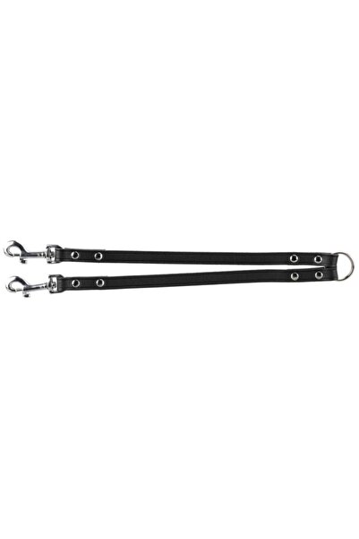 Trixie Lesă dublă, Piele, Negru, Mărimea 2 S: 30 cm/13 mm