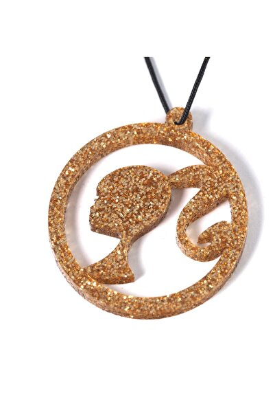NO BRAND Barbie με διάτρητο κεφάλι glitter plexiglass στρογγυλό κρεμαστό 45x4...