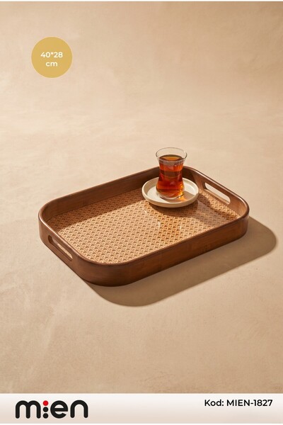 MİEN Hazeran Acacia Rectangular Tray 40X28 cm