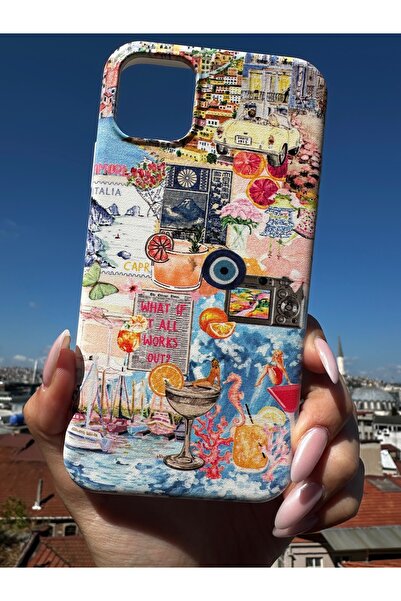 iPhone 15 Uyumlu Baskılı Beyaz Renkli Telefon Kılıfı H029