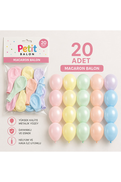 Kalisan 20’li Macaron Renkli Balon (A Kalite-Parti-Süsleme)