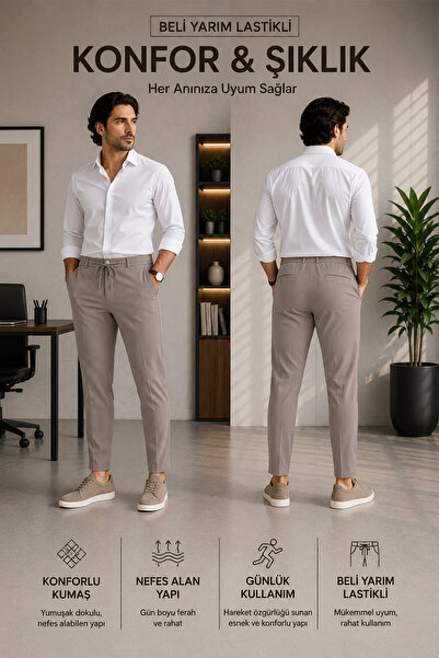 Serseri Jeans Erkek Rahat Kesim Pantolon – Yarım Lastikli Bel, Elastanlı Esne...