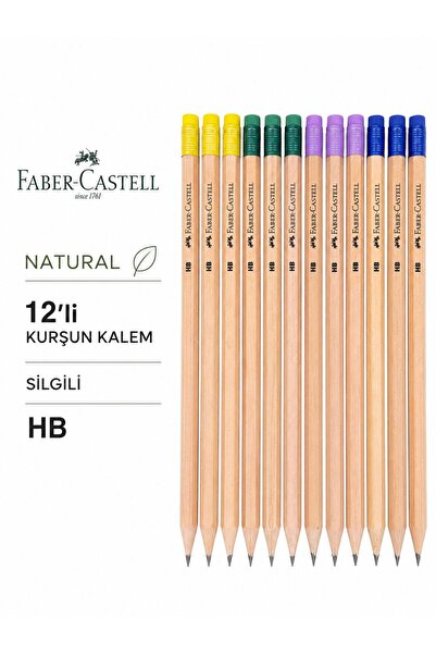 Faber Castell Faber Natural Silgili Kurşun Kalem 12li HB