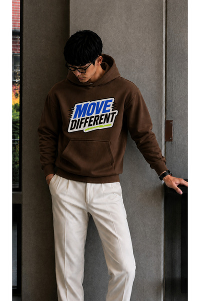 caddekombin Men's Move Different Graffiti Printed Hooded Kangaroo Pocket Regu...