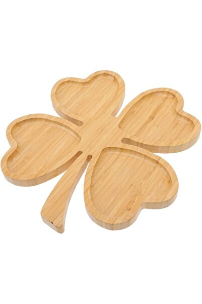 PRETYZOOM Delicate Bamboo Serving Tray Four-leaf Clover Shape Decorative Frui...