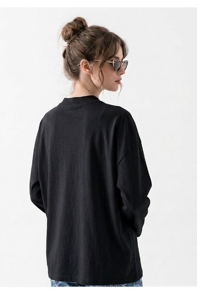 AÇELYA TEKSTİL Long Sleeve Cotton T-Shirt Oversize Wide Sleeve Women's Loose Long Basic T-Shirt