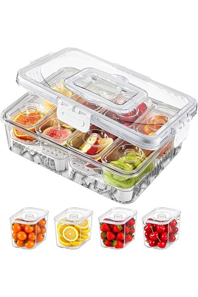 NIUBI Snackle Box Container, Chilled Divided Serving Tray With Lid And Handle...