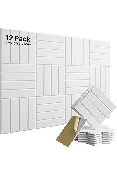 Tazweeq 12 Pack Self-Adhesive Acoustic Panels Sound Absorbing White