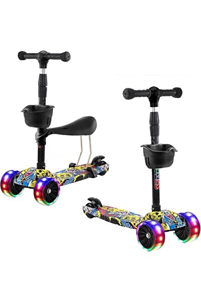 TRASSLE 3-in-1 Kids Kick Scooter, Adjustable Height Handlebars and Removable ...