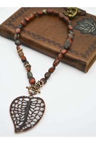 Stoneage Jasper Stone Leaf Figured Necklace - Multi-Colored