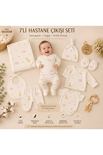 thechild baby collection Yenidoğan Bebek %100 Organik Pamuklu 7’li Hastane Çı...