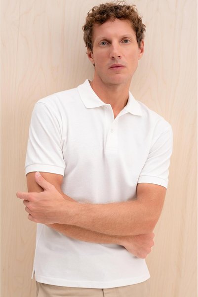 GIESTO de bază ™   Tricou alb cu mânecă scurtă și guler polo