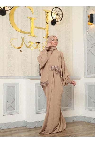 ghina hijab شرشف صلاة غنى حجاب سادة - بيج