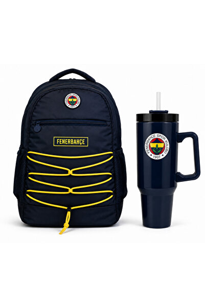 Fenerbahçe Lisanslı Lacivert İpli Okul Çantası ve 1.20 L Çelik Matara 2’li Set