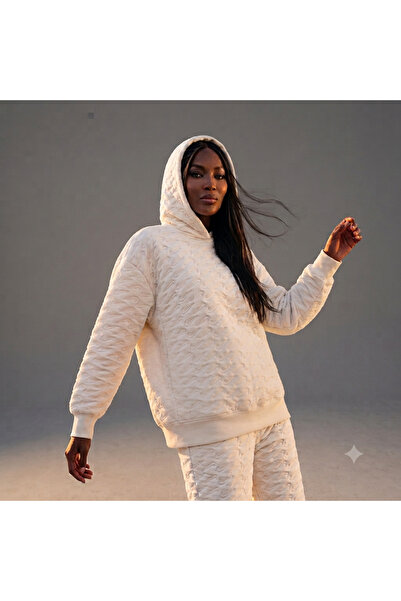 Nike Phoenix Fleece Jacquard Po Hoodie baskılı Kadın Sweatshirt