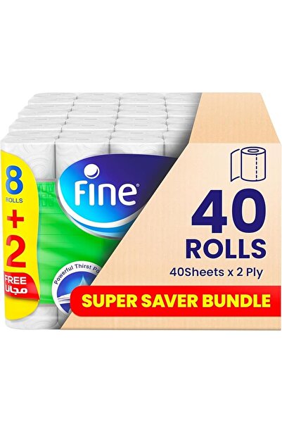 FINE Kitchen Super Towel, 40 Rolls 40 Sheets x 2 Ply Paper Tissue
