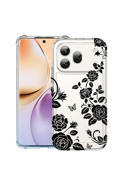 bestcase ®   Αντικραδασμική Θήκη για Honor 600 Pro, Φλοράλ - Μαύρο Τριαντάφυλ...