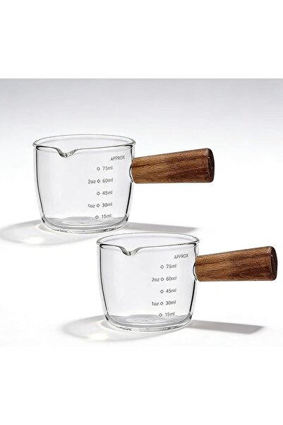 Duomama 2 Piece Espresso Shot Glass Set with Wooden Handle for Cappuccino, La...