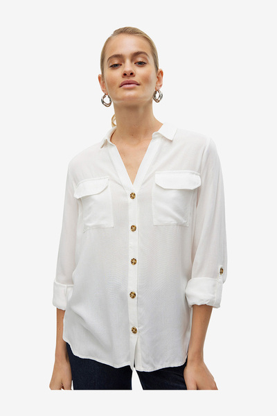 Vero Moda Women's VMBUMPY Long Sleeve Shirt New Woven Noos