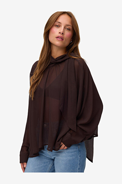 Vero Moda Women's VMADALYN Long Sleeve Rev Tie Top Woven