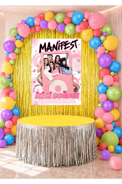 snowparty Manifest Decorative Curtain Table Skirt Poster Birthday Party Suppl...