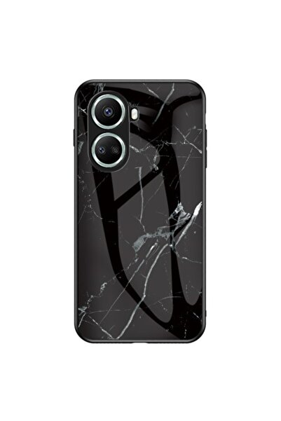 OEM Θήκη TPU Σιλικόνης με Γυάλινη Πλάτη για Huawei nova 10 SE 4G - Μαύρο Μάρμαρο