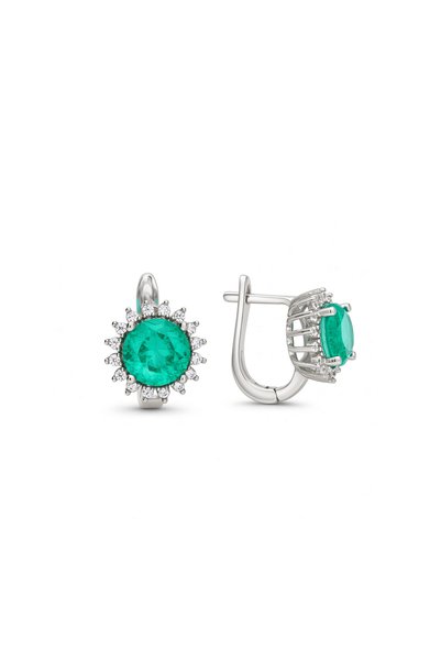 Silveranka 925 Ayar Gümüş Doğal Paraiba Taşlı Anturaj Küpe