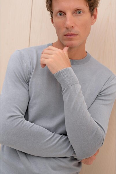 GIESTO basic™ UZUN KOL BİSİKLET YAKA GRİ TRİKO T-SHIRT