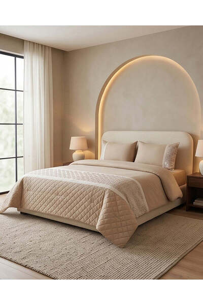 REDTAG طقم لحاف مخملي مطبوع بنقوش هندسية من 4 قطع (مقاس كينج) 220×240 سم بلون...