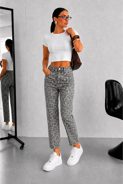 connemara Women's Leopard Patterned Ankle-Length Jeans - High Waist Stretch D...