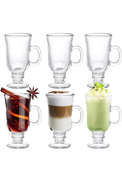 KASTWAVE Set of 6 Irish Coffee Mugs, 8.8 Oz Irish Coffee Glasses with Handle ...
