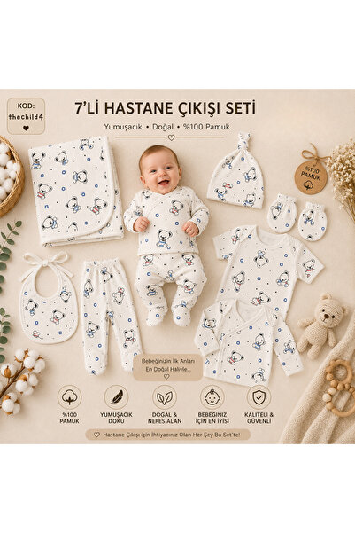 thechild baby collection Yenidoğan Bebek %100 Organik Pamuklu 7’li Hastane Çı...